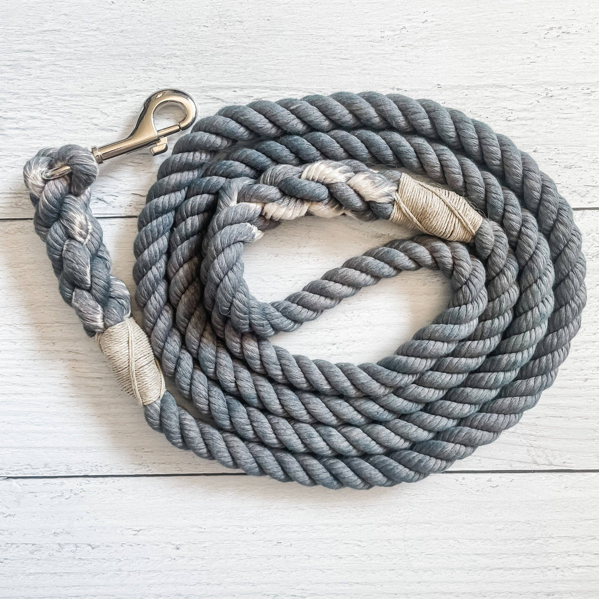 Grey Leash: 4 Feet / Solid / 3/8 Inch