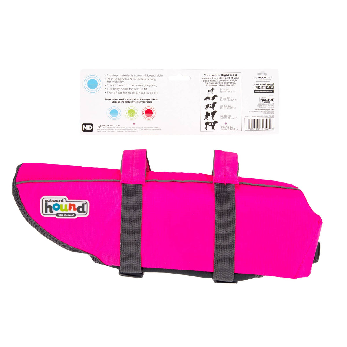 Outward Hound Granby Splash Life Jacket Pink Medium